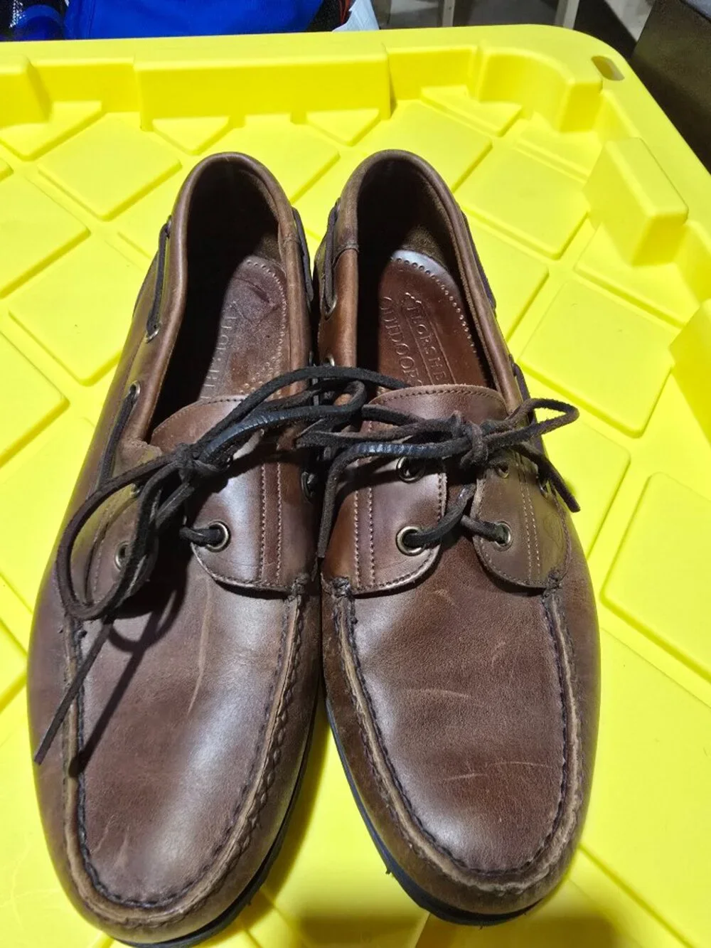 Vintage Florsheim Outdoorsman Men's Brown Leather Moc Toe Boat Shoes - Size 11 D